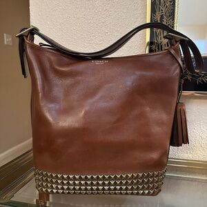 Coach Legacy Studded Leather Duffle Cognac 27141 MSRP $398 EUC